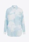 Moschino Blue Silk Long-sleeved Shirt In Blue