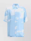 Moschino Silk Twill Shirt Archive Clouds In Blue