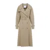 Moschino Cotton Blend Gabardine Long Trench Coat In Beige
