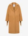 Moschino Fringe-detail Single-breasted Coat In Caramel