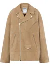 Moschino Zip-up Suede Biker Jacket In Beige