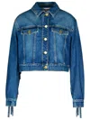 Moschino Denim Jacket Fringe Detailing In Blue