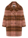 Moschino Double-breasted Plaid Coat Notched Lapels In Brown