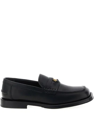 Moschino Coin-detail Leather Loafers In Black