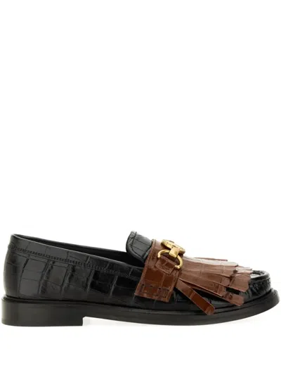 Moschino Moccasin With Bangs And Coin In Black