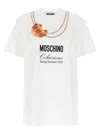 Moschino White Cotton T-shirt With Croissant And Pearls Print