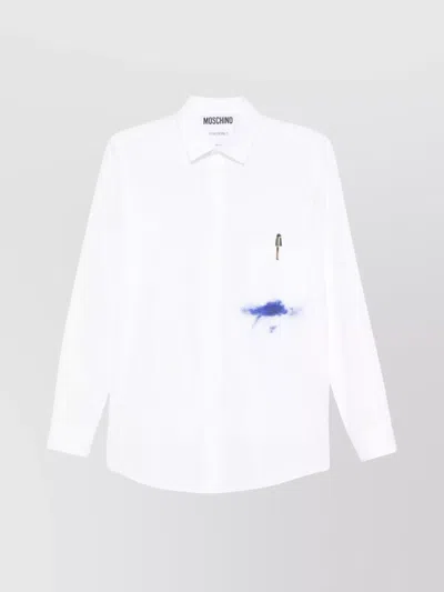 Moschino Collar Long Sleeves Patch Pocket Button-up Shirt In White