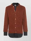 Moschino Collared Cable Knit Textured Crewneck Sweater In Brown