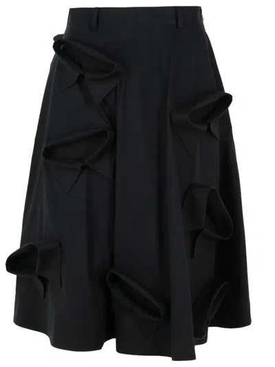 Moschino Collared Detailed Poplin Skirt In Black