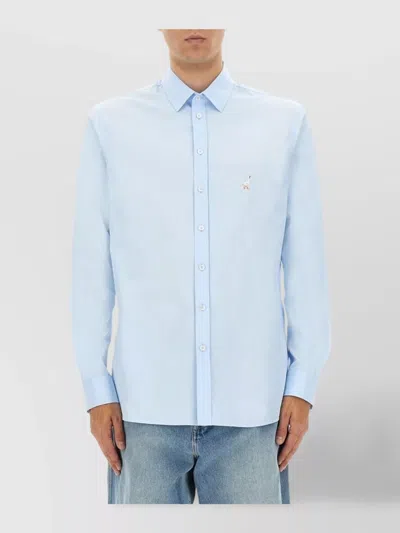 Moschino Collared Shirt With Long Cuffed Sleeves In Blue