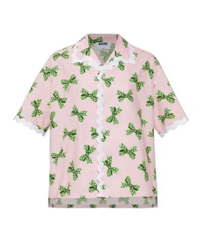 Moschino Collared Short-sleeved Shirt In Pink