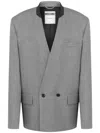 Moschino Oversized Double-breasted Wool Blazer In Grey
