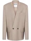 MOSCHINO COLLARLESS DOUBLE-BREASTED BLAZER