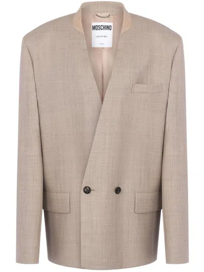 MOSCHINO COLLARLESS DOUBLE-BREASTED BLAZER