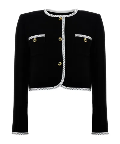MOSCHINO MOSCHINO COLLARLESS SINGLED-BREASTED SHORT JACKET
