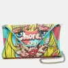 MOSCHINO COLOR COATED CANVAS AND LEATHER SMORES CHAIN CLUTCH