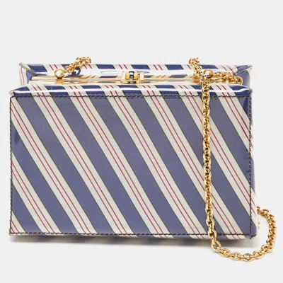 Moschino Color Stripe Pvc Frame Chain Clutch In Blue