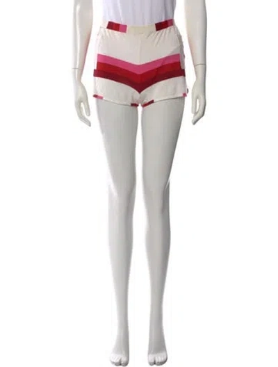 Pre-owned Moschino Colorblock Pattern Mini Shorts In White