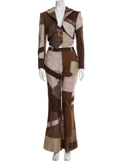 Pre-owned Moschino Colorblock Pattern Pant Set In Brown