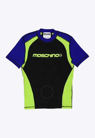 Moschino Colorblocked Logo Jersey T-shirt In Multicolor