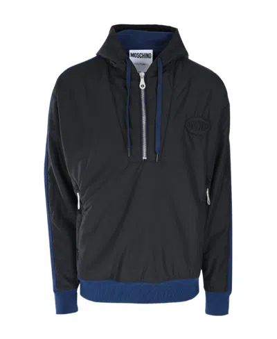 Moschino Colour-block Hooded Jacket In Black