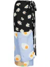 Moschino 'silk Skirt Patchwork' Wrap Design Floral Egg In Black