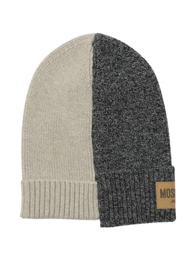 Moschino Two-tone Ribbed Texture Folded Brim Hat In Neutral