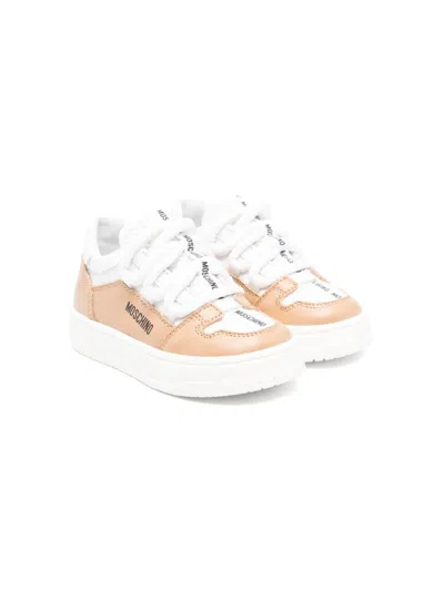 Moschino Kids' Colourblock Sneakers In Brown
