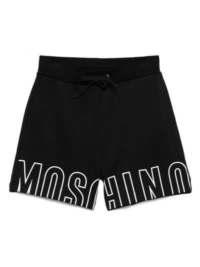 Moschino Comfort-fit Black Shorts With Bold Detailing