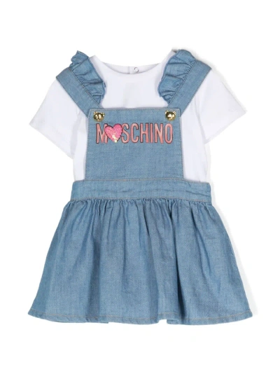 Moschino Babies' Completo Con Logo In Blue