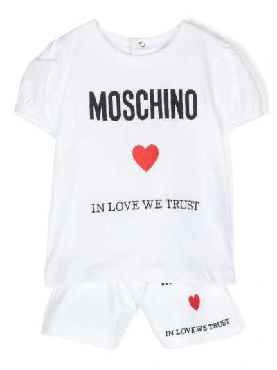 Moschino Babies' Completo Con Logo In White
