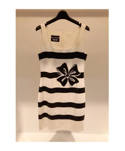 Moschino Contrast-color Striped Dress In Nude