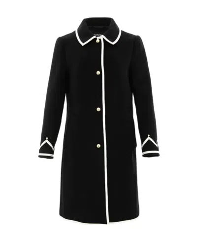 Moschino Contrast Color Trimmed Lapel Coat In Black