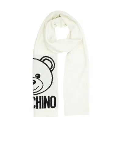Moschino Contrast Logo Scarf In White
