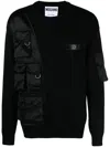 Moschino Contrast Panel-detail Ribbed-knit Jumper In Black