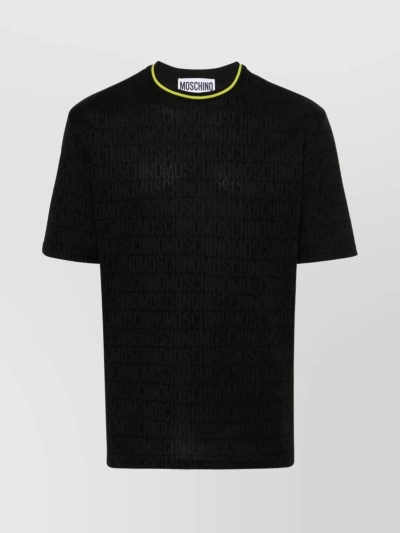 Moschino Contrast Trim Crew Neck T-shirt In Black