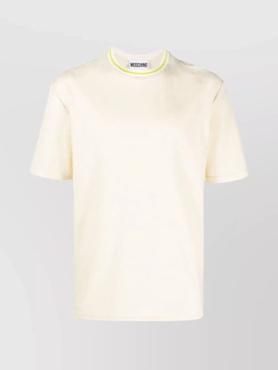 Moschino Contrast Trim Crew Neck T-shirt In White