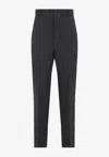 Moschino Contrasted-stitch Wool Pants In Gray
