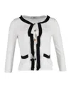 Moschino Contrasting Trim Cardigan In White Cotton Wool In White