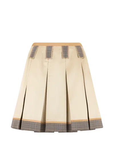 Moschino Contrasting-trim Pleated Short Skirt In Neutral