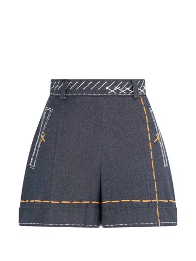 Moschino Contrast-stitch Denim Shorts In Blue