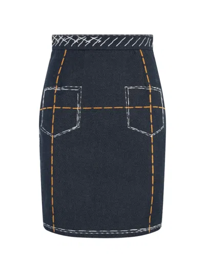 Moschino Contrast-stitch Mini Skirt In Blue