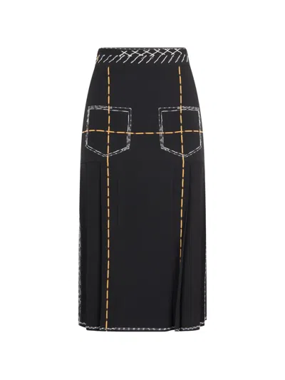 Moschino Contrast-stitch Skirt In Black