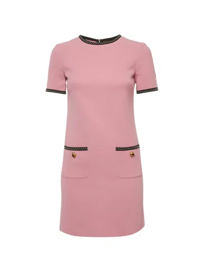 Pre-owned Moschino Contrast-trim Mini Dress In Pink
