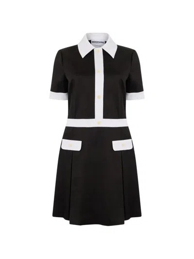Moschino Contrast-trim Pleated Mini Dress In Multi