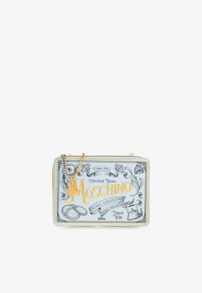 Moschino Cookie Box Clutch Bag In Light Blue