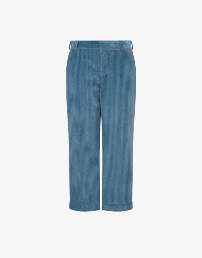 Moschino Corduroy Crop Pants In Blue