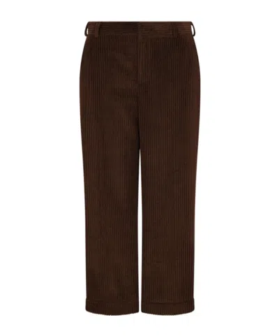 MOSCHINO CORDUROY CROPPED PANTS, DARK BROWN