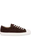 Moschino Corduroy Lace-up Sneakers In Brown