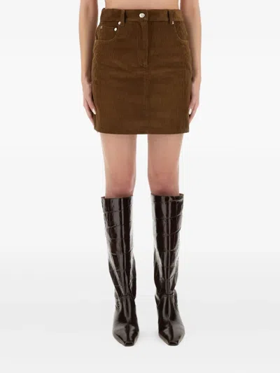 Moschino Corduroy Skirt With Pockets And Belt Loops In Brown